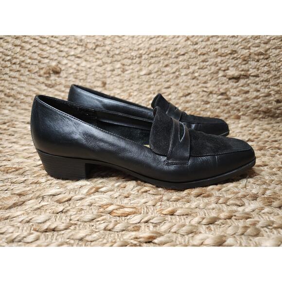 Mootsies Tootsies Leather Suede Black Loafers Flats Slip-On Business Work Size 8 - Picture 5 of 10